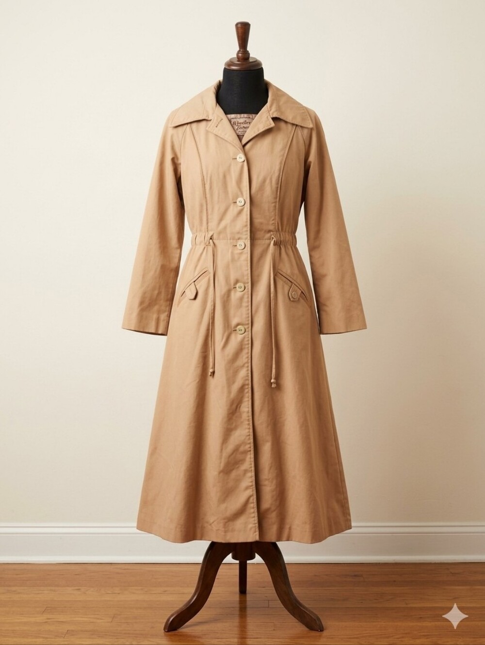 Vintage 1970s Mulberry Street Tan Trench Coat XS